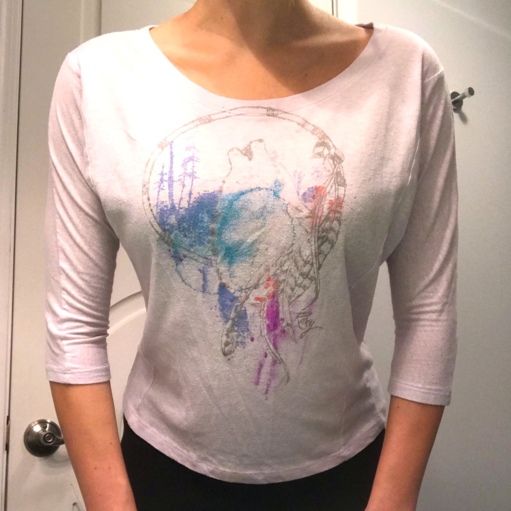 Roxy White Half-Sleeve Top, Sz. M